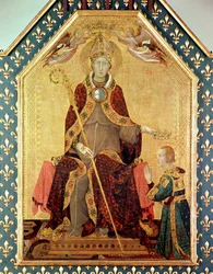 St. Ludwig von Toulouse (1274-97) krönt seinen Bruder, Robert von Anjou (1278-1343) vom Altar des St. Ludwig von Toulouse, 1317
